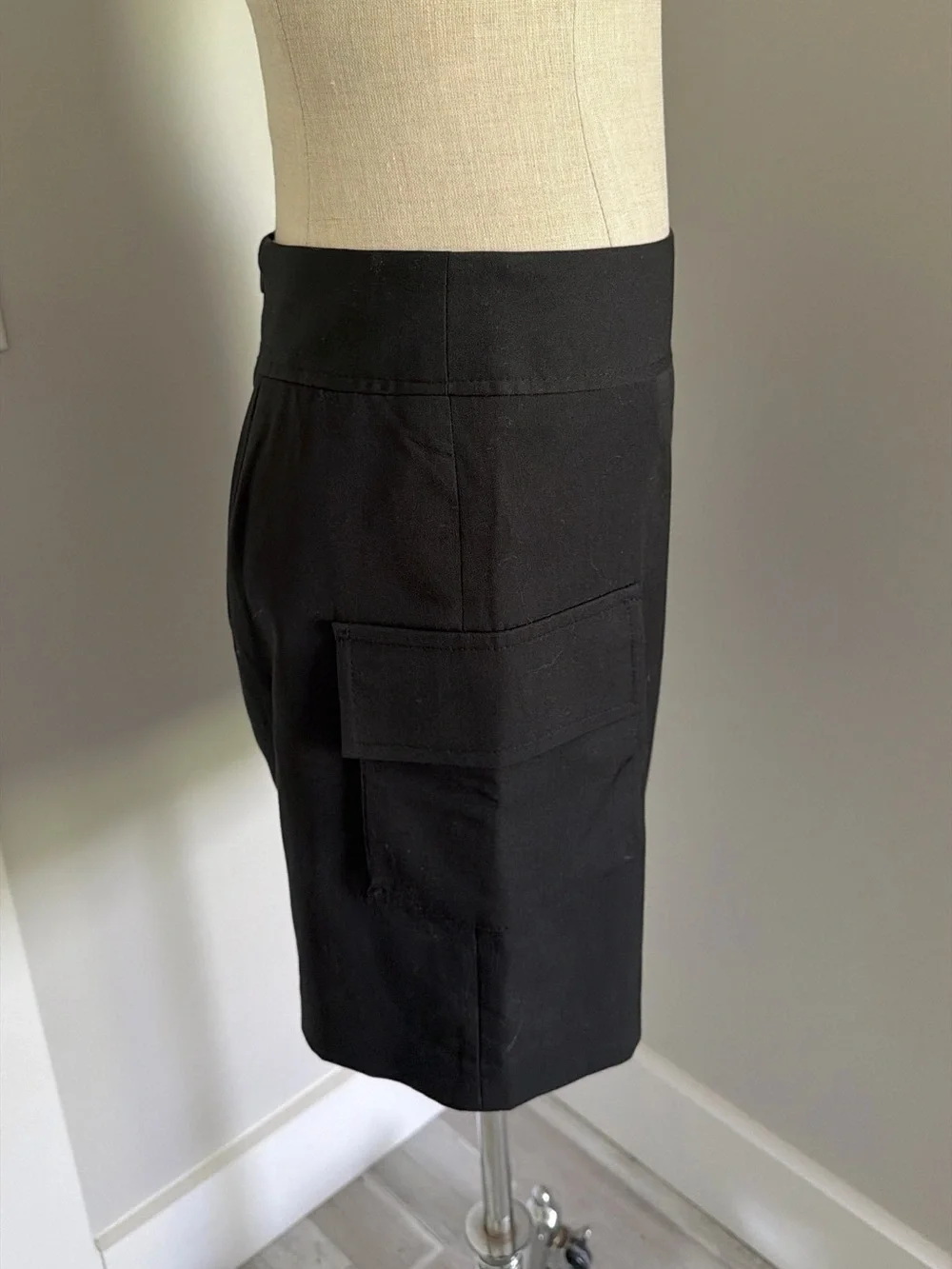 Calvin Klein Black Cargo Pocket Straight Pencil Skirt Pockets Zip, 2